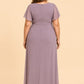 Plus Size A-Line Mother of the Bride Dress with Pleated Chiffon Flutter Sleeves