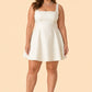 A-Line Floral Jacquard Bridal Mini Dress with Corset Back and Pockets