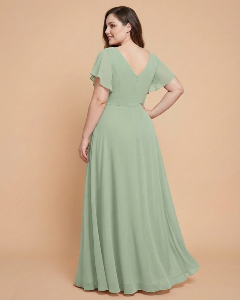 Avenleigh Classic A-Line Chiffon Plus Size Bridesmaid Dress with Light Fabric for Ceremony -N0333