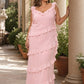 Plus Size Ruffle Maxi Bridesmaid Dress with Flowy Silhouette for Weddings and Formal Events
