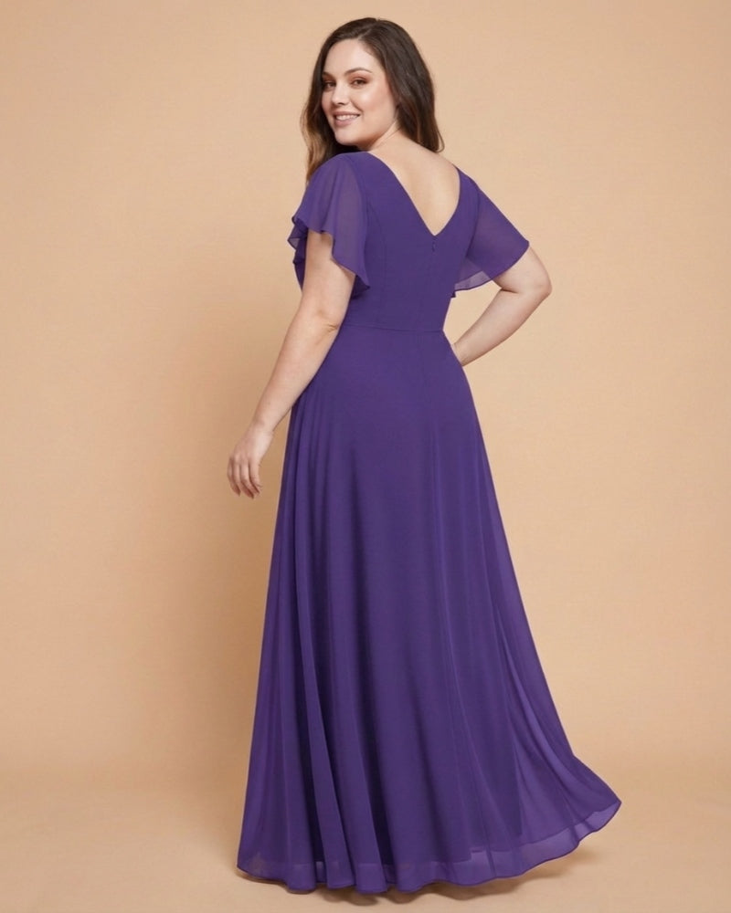 Avenleigh Plus Size Classic A-Line Chiffon Bridesmaid Dress with Clean Silhouette - N0341