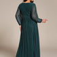 Plus Size Dazzling Empire Waist See-Through Long Sleeves A-Line Evening Dress