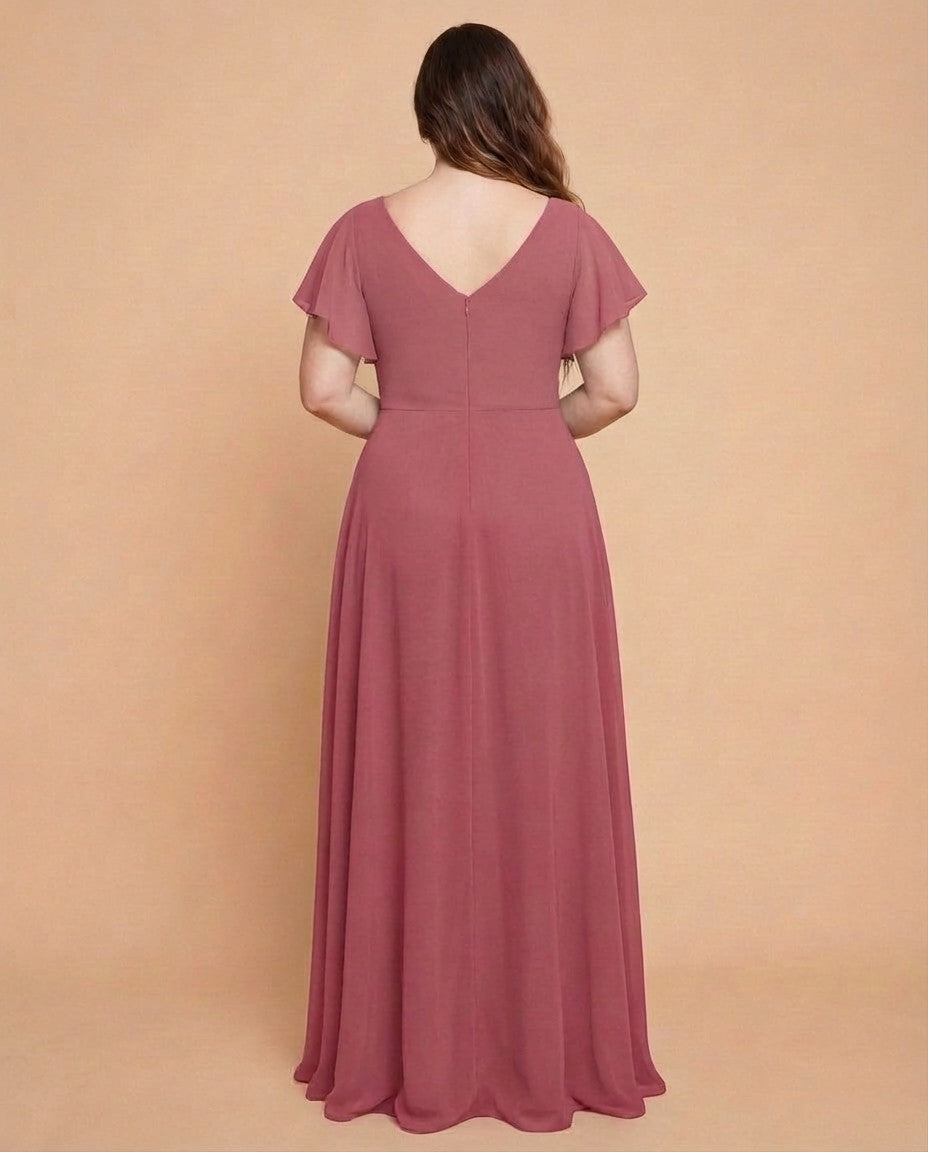 Avenleigh Timeless Chiffon A-Line Plus Size Bridesmaid Dress Ruched Waist - N0331