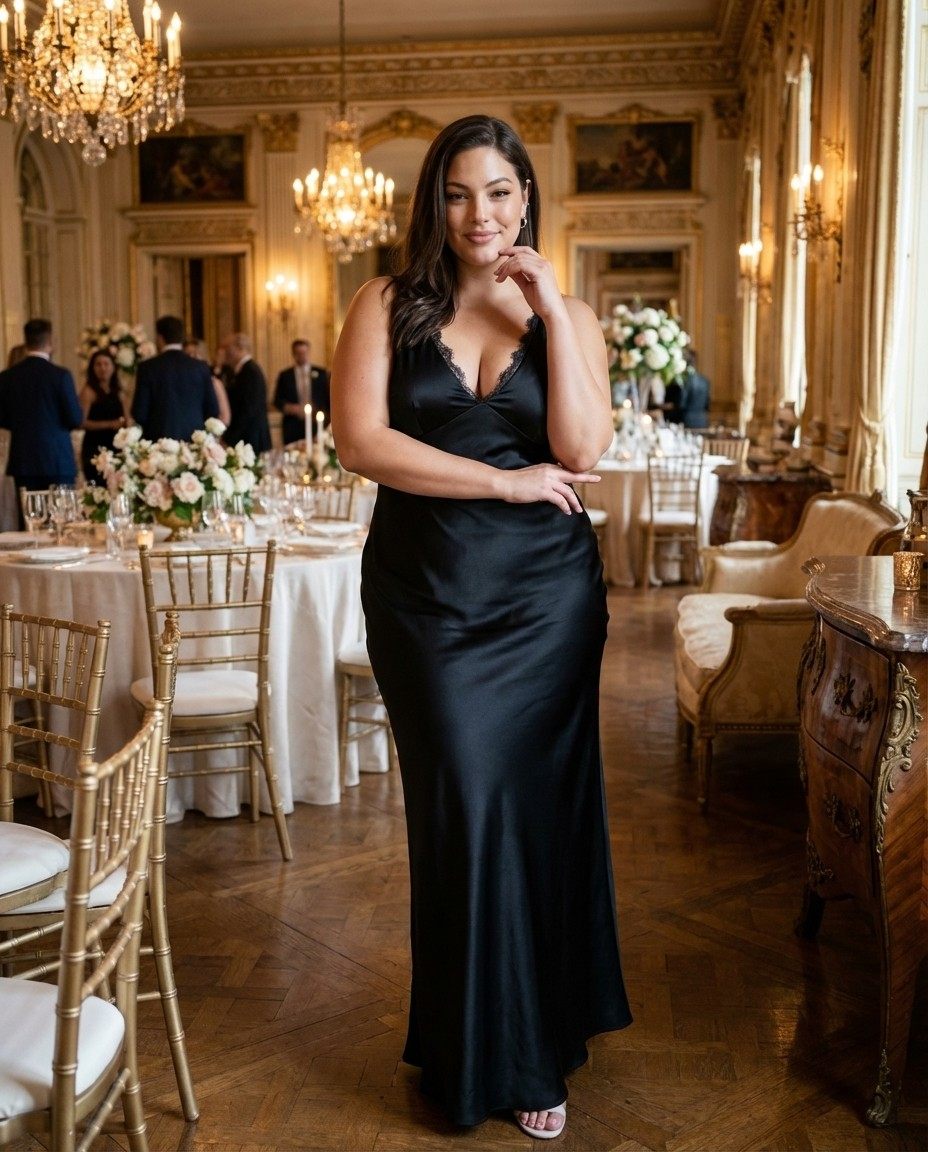 Silvarelle Luxe Sheath Plus Size Bridesmaid Dress with Stretch Satin Fabric for Weddings - N0362