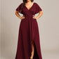 Plus Size Glitter Ruffled High-Low Front Slit Evening Dress
