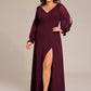 Plus Size Open Lantern Sleeve A-Line Bridesmaid Dress