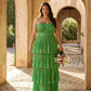 Chantarae Luxury Satin Strapless A-Line Plus Size Bridesmaid Dress with Ruffle -N0377