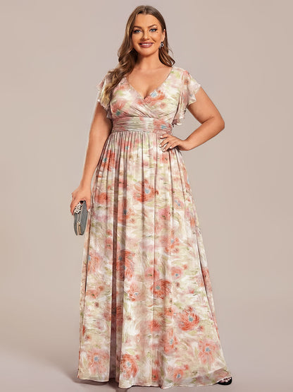 Plus Size Chiffon Pleated A-Line Back Cutout Bridesmaid Dress