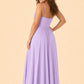 Ruched Satin Bridesmaid Dress with Open Back and Side Slit