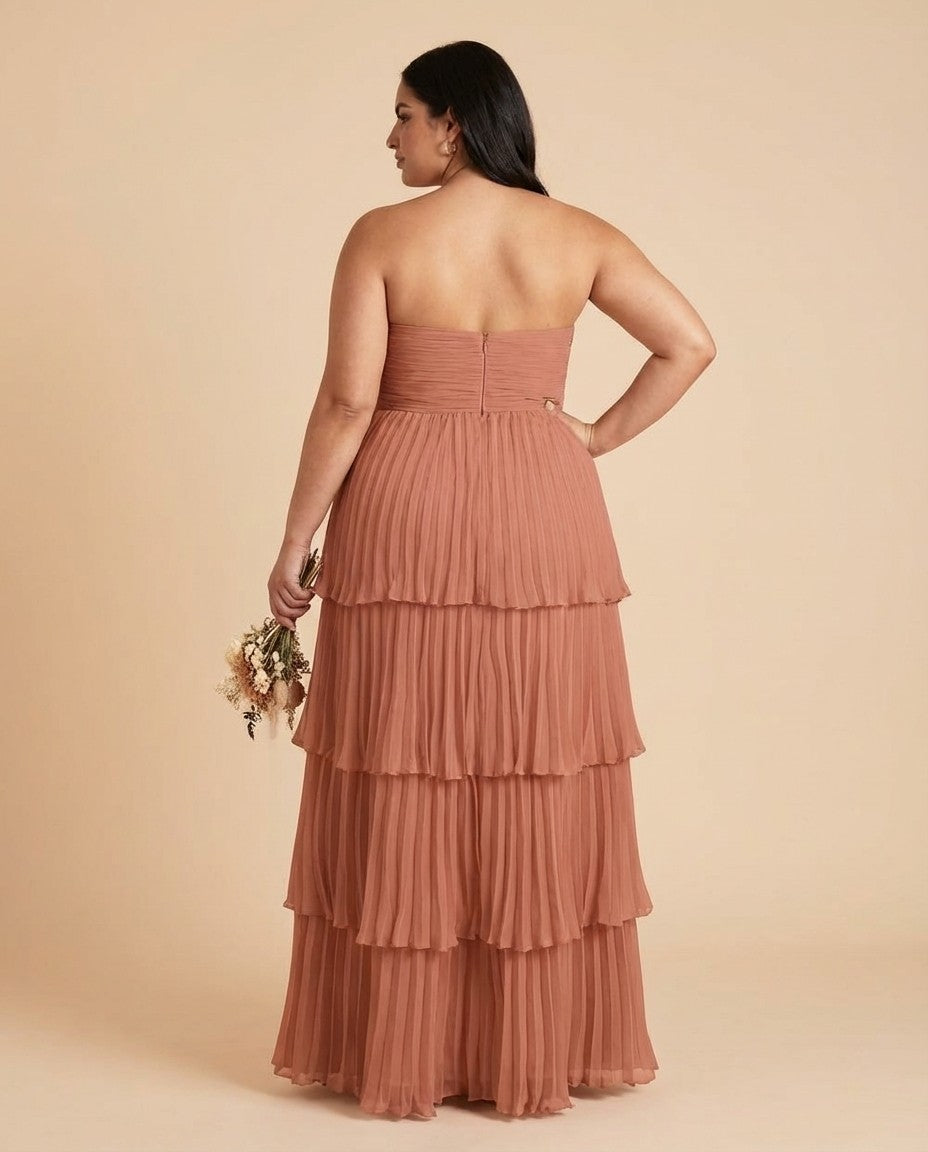Chantarae Romantic Plus Size A Line Chiffon Bridesmaid Dress Sweetheart Floor Length Formal Gown For Wedding Guest Prom Wedding Events - N0372