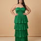 Chantarae Luxury Satin Strapless A-Line Plus Size Bridesmaid Dress with Ruffle -N0377