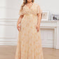Plus Size Empire Waist V Back Bridesmaid Dress with Short Sleeves