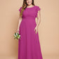 Avenleigh Plus Size Half Sleeve Pleated Chiffon A-Line Bridesmaid Dress for Wedding Party - N0338