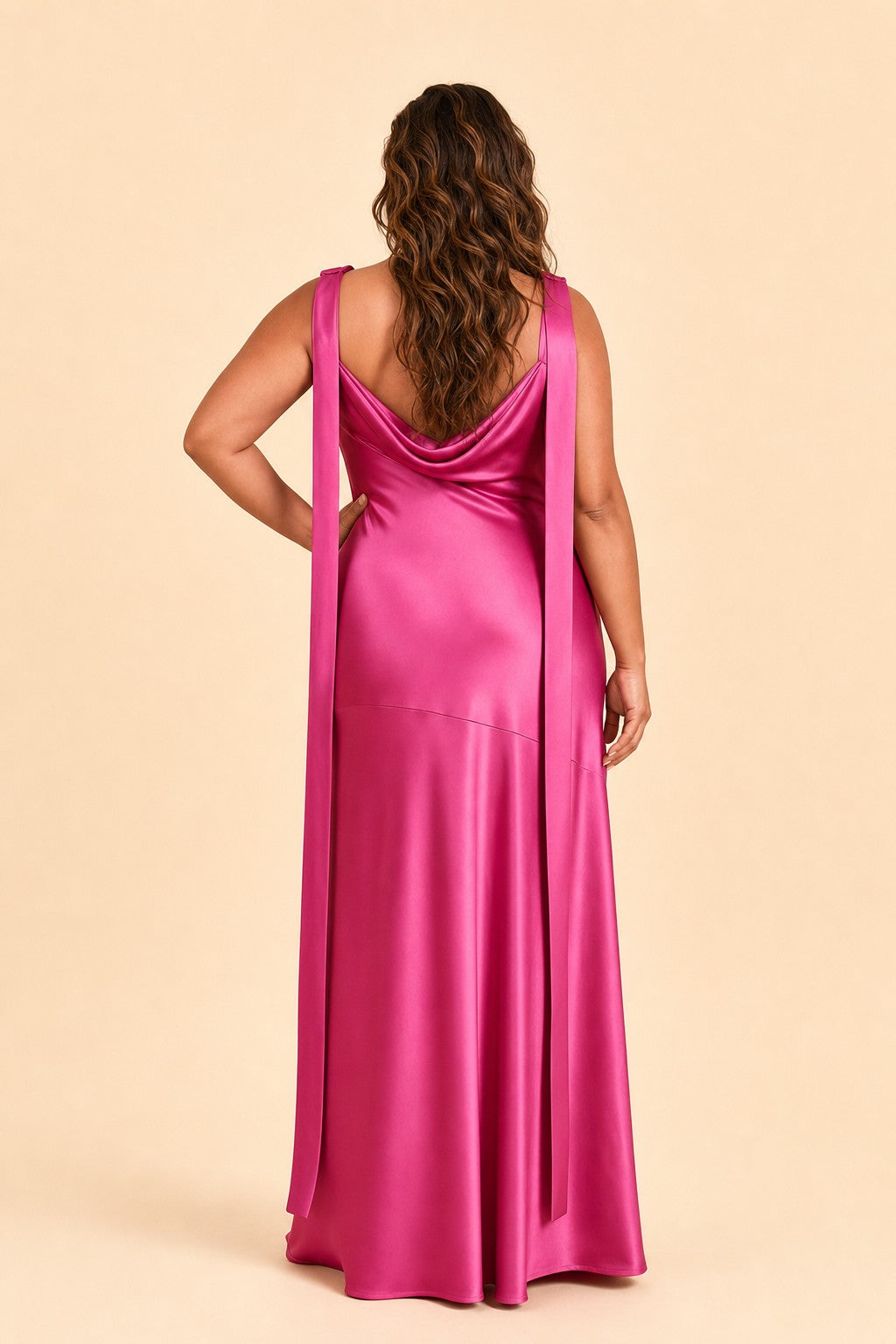 Flattering Plus Size Bridesmaid Dress with Asymmetric Neck and Draped Elegance