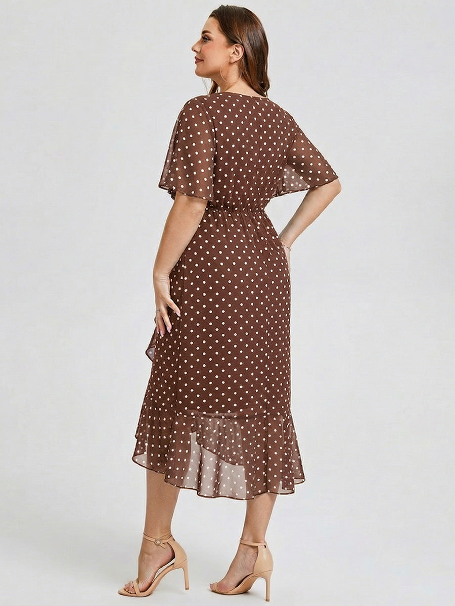 Plus Size Printed Mermaid Chiffon Wedding Guest Dress