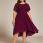 Plus Size Pleated Round Neckline A-Line Midi Chiffon Wedding Guest Dress