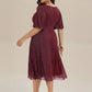 Plus Size Glitter Half Sleeve A-Line Wedding Guest Dress