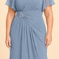 Plus Size A-Line Mother of the Bride Dress with Pleated Chiffon Flutter Sleeves