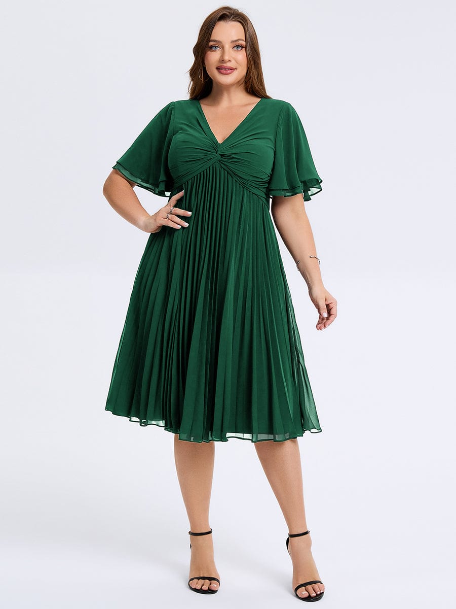 Plus Size Pleated Chiffon Wedding Guest Dress