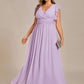 Plus Size Chiffon Pleated A-Line Back Cutout Bridesmaid Dress