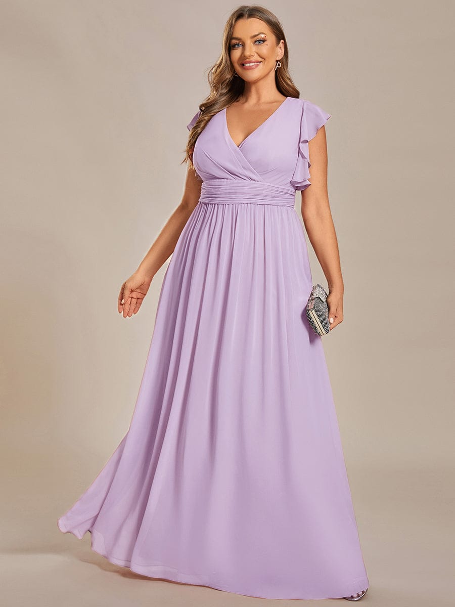 Plus Size Chiffon Pleated A-Line Back Cutout Bridesmaid Dress
