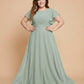 Avenleigh Plus Size Elegant A-Line Chiffon Bridesmaid Dress with Flowing Skirt -N0334