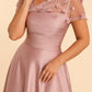 Plus Size Backless A-Line Formal Gown with Floral Appliqué and Satin Skirt