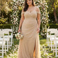 Elanthia Plus Size Modern Sheath Bridesmaid Dress with Ruched Bodice for Wedding -N0349