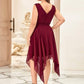 Plus Size Double V Neck Ruched-Waist Midi Chiffon Bridesmaid Dress