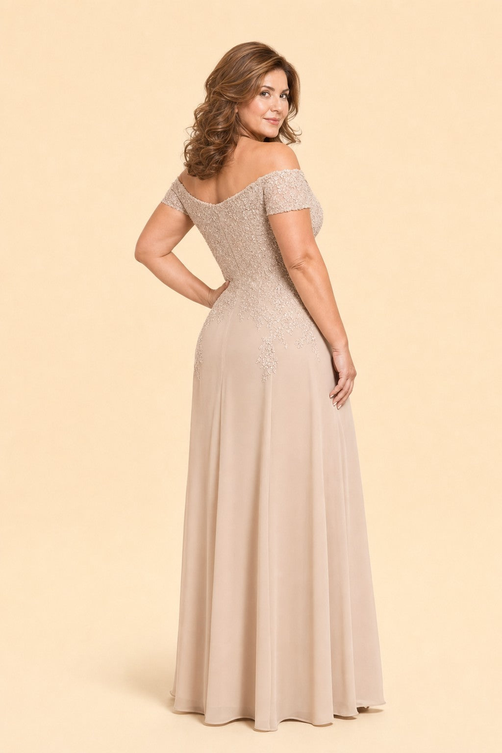 Plus Size Off Shoulder Lace Embroidered A-Line Mother of the Evening Gown Elegant Formal Wear
