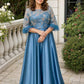 Plus Size Formal Prom Dress with Sequin Embroidery and A-Line Skirt