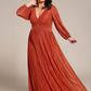 Plus Size Dazzling Empire Waist See-Through Long Sleeves A-Line Evening Dress