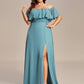 Plus Size Off the Shoulder Formal Bridesmaid Dress with Thigh Split