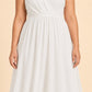 Elegant Plus Size Bridesmaid Dress with Lace Panel Back and Soft Pleats
