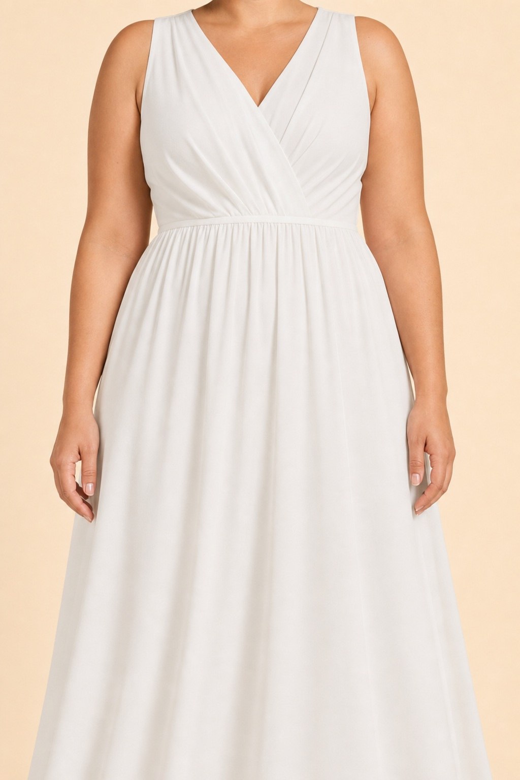 Elegant Plus Size Bridesmaid Dress with Lace Panel Back and Soft Pleats