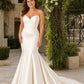 Plus Size Timeless Strapless Bridal Dress with Pleated Waist and Flowing Train