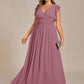 Plus Size Chiffon Pleated A-Line Back Cutout Bridesmaid Dress
