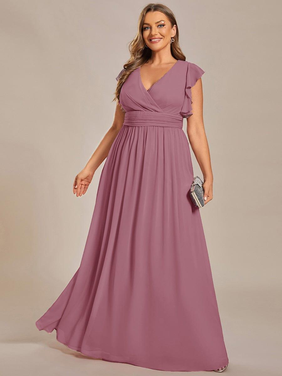Plus Size Chiffon Pleated A-Line Back Cutout Bridesmaid Dress