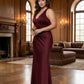 Silvarelle Romantic Sheath Stretch Satin Plus Size Bridesmaid Dress with V-Neck for Weddings - N0361