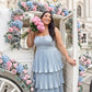 Chantarae Plus Size Romantic A-Line Ruffled Satin Bridesmaid Dress for Wedding Occasions -N0379