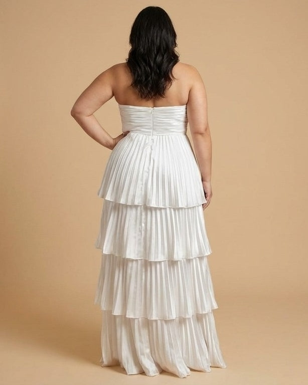 Chantarae Sophisticated Plus Size A-Line Satin Charmeuse Bridesmaid Gown - N0380