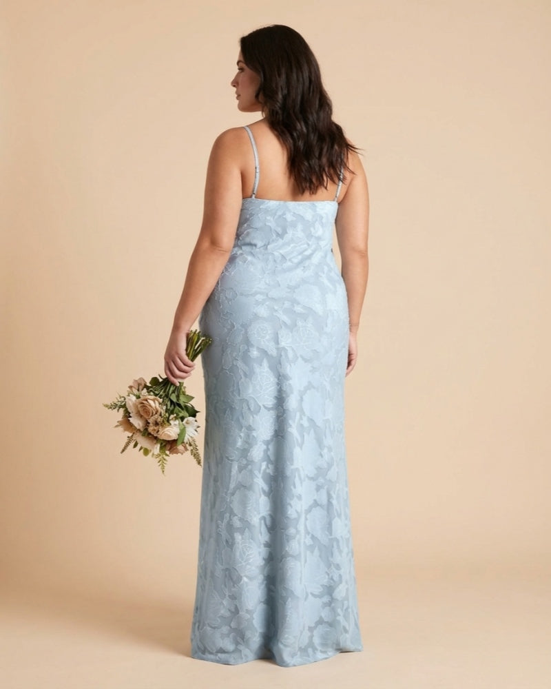 Silvarelle Romantic Plus Size Sheath Lace Bridesmaid Dress with Floral Texture for Wedding -N0351