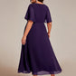 Plus Size Elegant Short Sleeves V-Neck Floral Applique Wedding Guest Dress