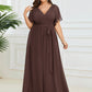 Plus Size Pleated Tie-Waist Chiffon Bridesmaid Dress