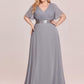Plus Size Simple Empire Waist Flutter Sleeve Evening Dress