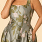 Elegant Floral Bridesmaid Ballgown Square Neck A-Line Dress