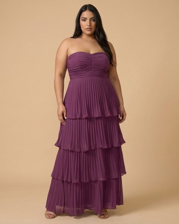 Chantarae Sophisticated Plus Size A-Line Chiffon Bridesmaid Gown - N0374