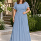 Plus Size A-Line Mother of the Bride Dress with Pleated Chiffon Flutter Sleeves