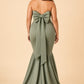Plus Size Strapless Bridesmaid Dress with Bow Back and Chapel Train
