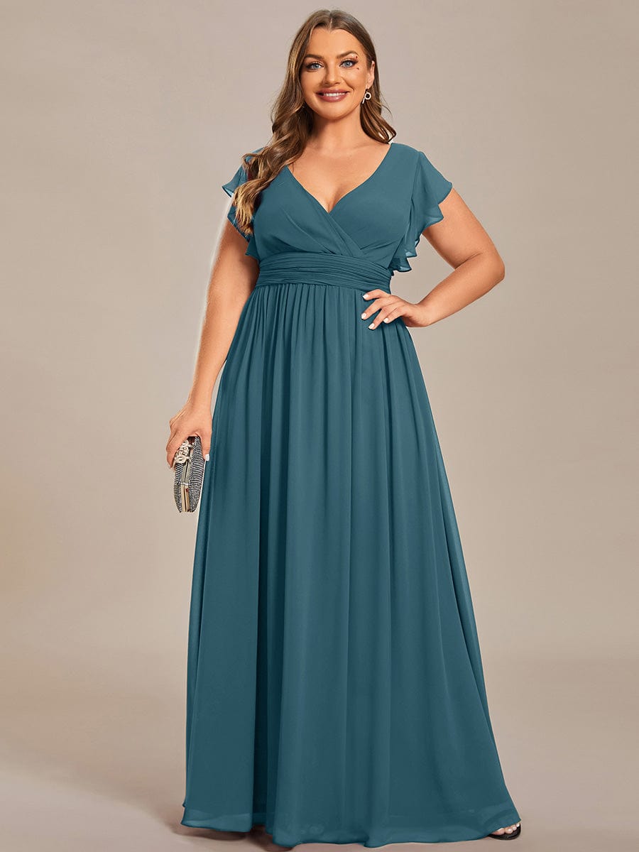 Plus Size Chiffon Pleated A-Line Back Cutout Bridesmaid Dress